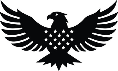 Eagle with USA flag silhouette simple flat vector design