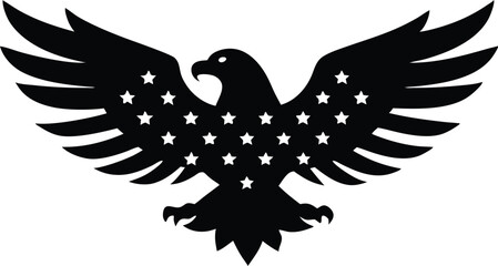 Eagle with USA flag silhouette simple flat vector design