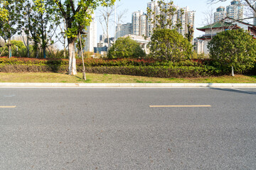 Empty urban road and buildings in the city