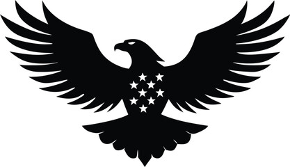 Eagle with USA flag silhouette simple flat vector design