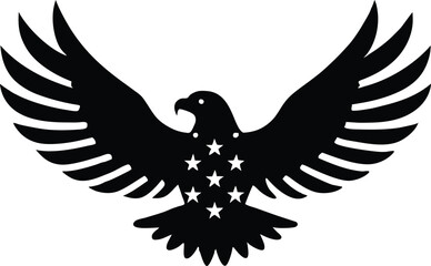 Eagle with USA flag silhouette simple flat vector design