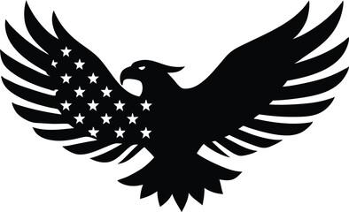 Eagle with USA flag silhouette simple flat vector design