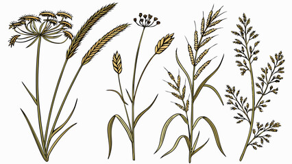 Dried grasses and flowers elegant golden tones black background evoke sense of nature beauty