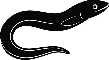 Unagi eel silhouette vector, Eel fish silhouette Vector illustration