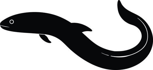 Unagi eel silhouette vector, Eel fish silhouette Vector illustration