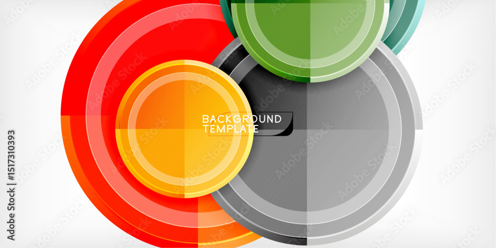 Fototapete Abstract design features overlapping circles. Vibrant colors blend, creating dynamic visual effect. Modern template suitable for backgrounds.