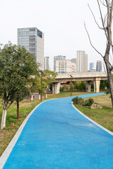 Empty urban road and buildings in the city