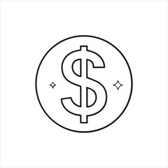 Obraz premium Coin Icon with Dollar Sign Vector Illustration