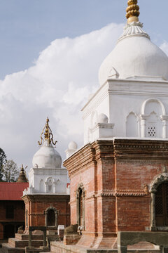 Ancient White Domes and Brick Shrines at Pashupatinath Temple 