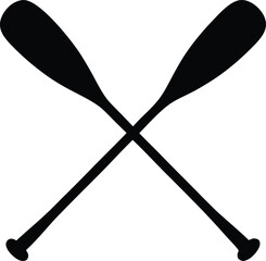 Two boat paddles silhouette vector, canoe oars black symbol