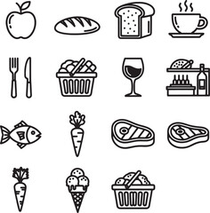 black and white minimalist icon set for website or apps