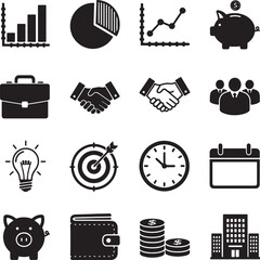 black and white minimalist icon set for website or apps