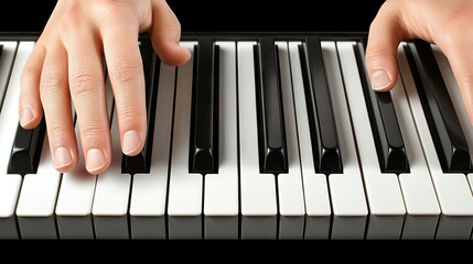 Fototapeta premium Close-up view of hands playing a keyboard instrument.