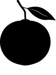 Silhouette of an Orange with Leaf vector design.