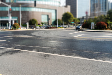 Empty urban road and buildings in the city