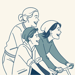 Mother and daughter or son, a loving family illustration, a cartoon vector drawing of people, a woman's face, a boy, children, baby, and art
