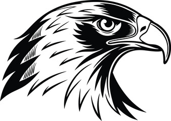Obraz premium Eagle head vector illustration black and white bird, Falcon head silhouette vector illustration