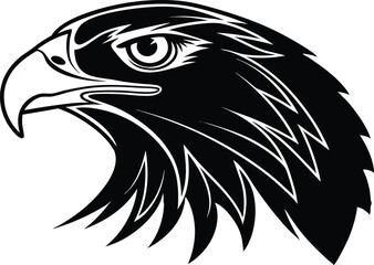 Eagle head vector illustration black and white bird, Falcon head silhouette vector illustration