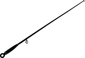 Fishing rod silhouette, Black fishing rod silhouette. vector illustration