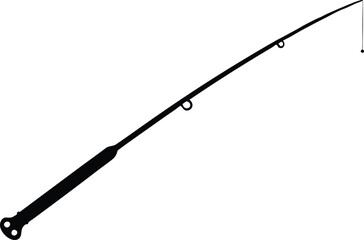 Fishing rod silhouette, Black fishing rod silhouette. vector illustration
