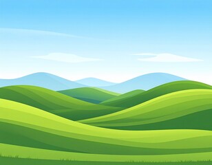 Obraz premium Flat Vector Green Hills – Minimalist Nature Design