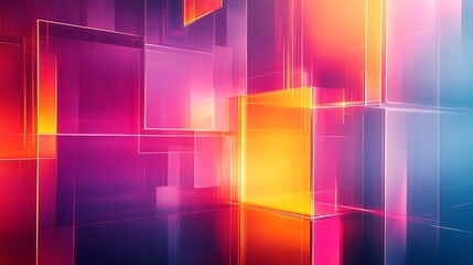 Illuminated translucent polygons creating a vibrant abstract composition