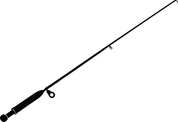 Fishing rod silhouette, Black fishing rod silhouette. vector illustration