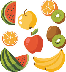 Set of fruits illustration vector