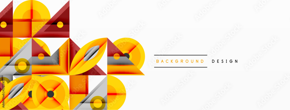 Leinwandbilder Abstract geometric shapes, orange, yellow, white. Modern design elements create dynamic visual texture. Clean lines, simple forms.