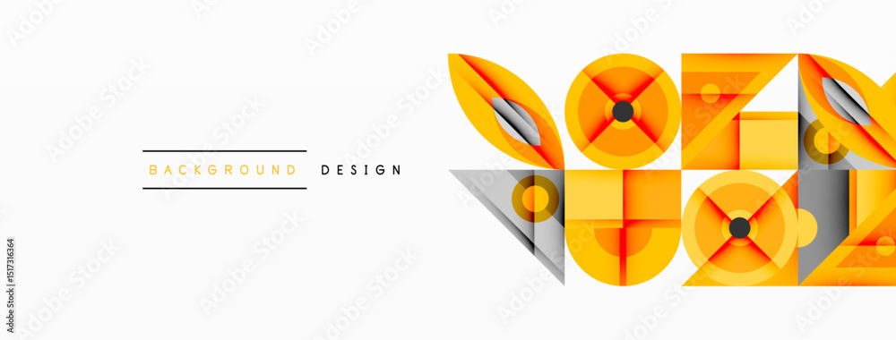 Aufkleber Abstract geometric design. Orange, yellow shapes overlap creating dynamic visual effect. Minimalist style, modern aesthetic.