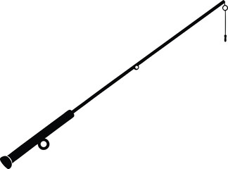 Fishing rod silhouette, Black fishing rod silhouette. vector illustration