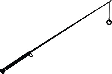 Fishing rod silhouette, Black fishing rod silhouette. vector illustration