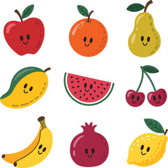Set of fruits illustration vector