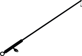 Fishing rod silhouette, Black fishing rod silhouette. vector illustration