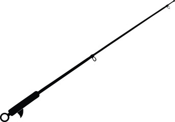 Fishing rod silhouette, Black fishing rod silhouette. vector illustration
