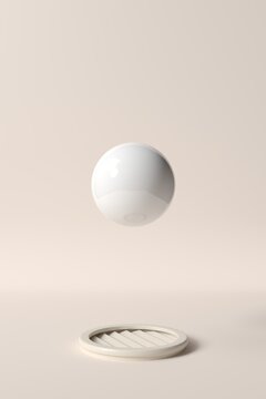 Floating white sphere over circular vent
