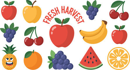 Set of fruits illustration vector
