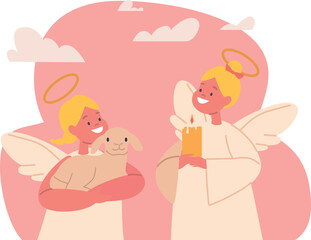 Cute children angels vector illustration