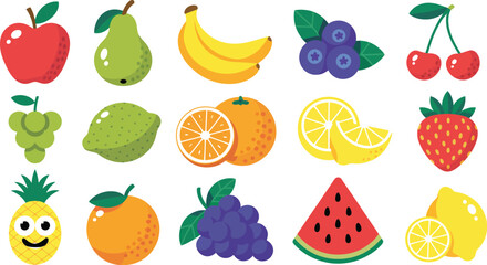 Set of fruits illustration vector
