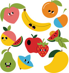 Set of fruits illustration vector