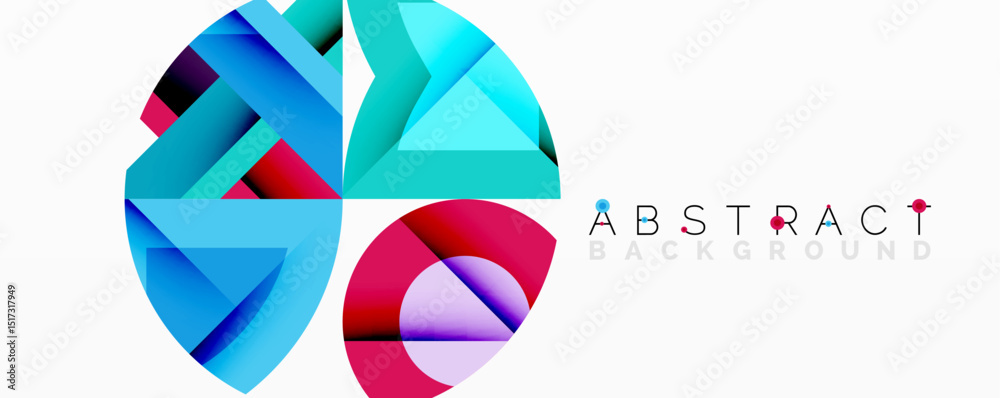 Aufkleber Bright geometric shapes overlap, creating dynamic colorful design. Modern abstract background with vibrant hues.