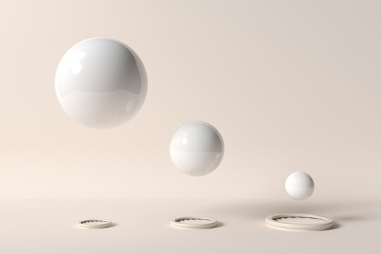 Floating spheres above vents in a minimal scene