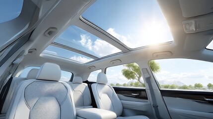 Modern SUV Interior with Panoramic Sunroof