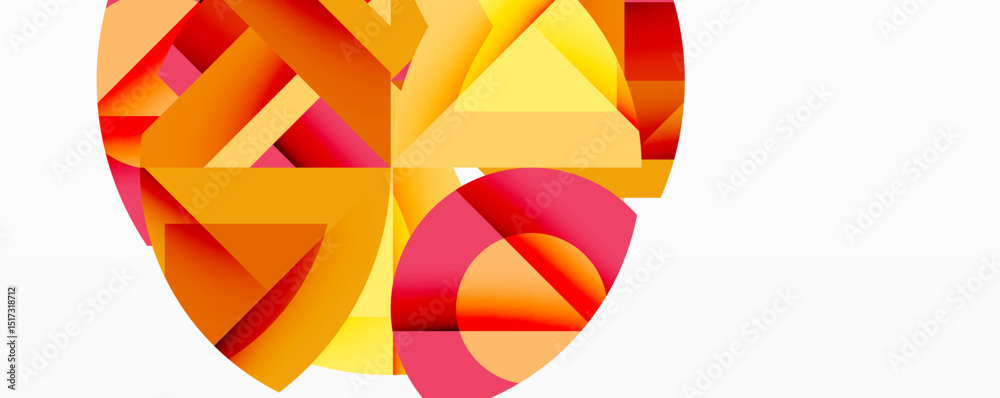 Aufkleber Abstract geometric composition. Warm colors dominate, creating dynamic visual texture. Shapes overlap, suggesting depth, movement.