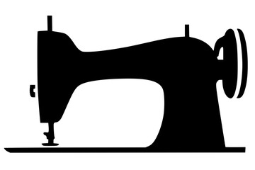 Vintage Sewing Machine Silhouette - Classic Black Vector Illustration