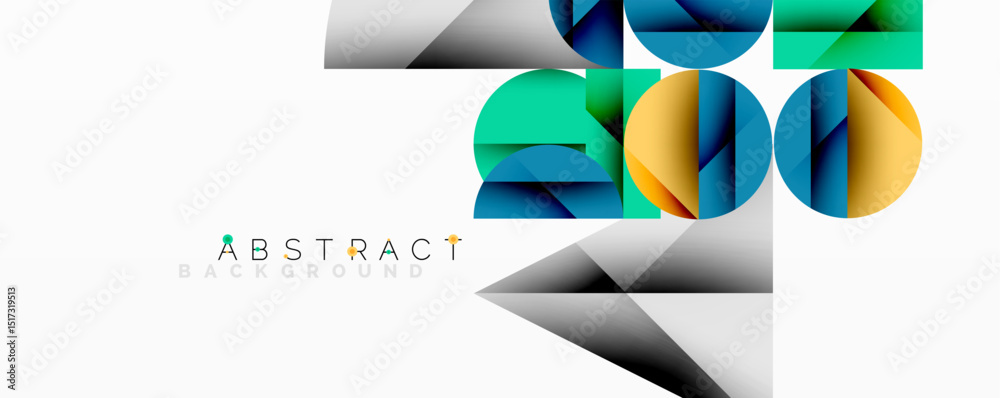 Poster modern abstract design. geometric shapes overlap, creating dynamic visual effect. colors include tea