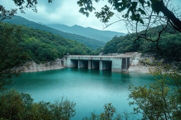 Fototapeta premium dam on the lake