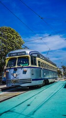Historic Streetcar on Market Street Heading to Castro in San Francisco