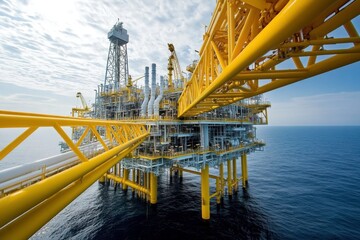 Fototapeta premium oil drill platform with yellow cranes