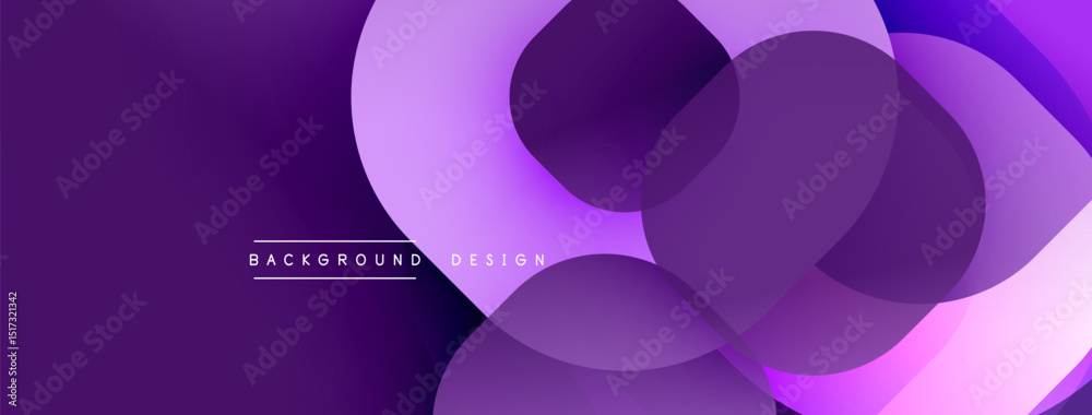 Poster Purple abstract background. Overlapping shapes create dynamic visual effect. Modern design suitable for banners, headers.